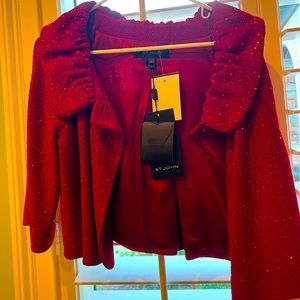 St. John K620251 Moroccan Shimmer red cocktail jacket Size 8.  New with a tag.